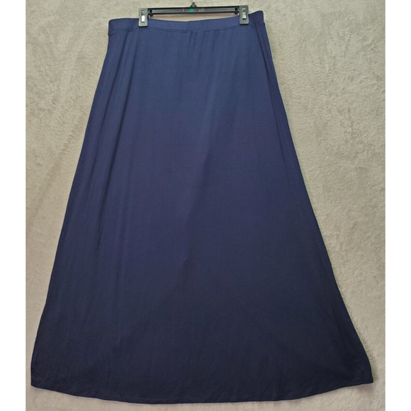 Max Edition A Line Skirt Women's XL Navy Rayon Elastic Waist‎ Wrap Back Pull On - Picture 1 of 8